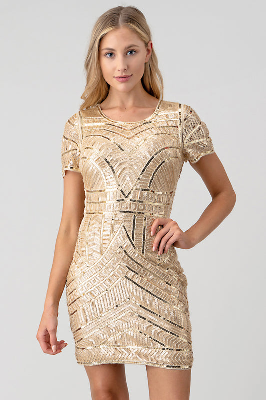 Gold Sequins Beads Bodycon