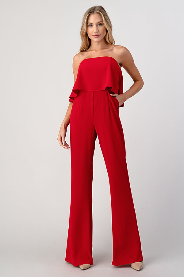 Statement Ruffle Jumpsuit Red