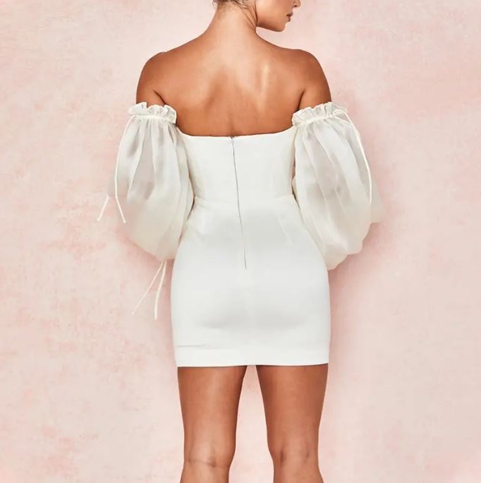 Off Shoulder Lantern Sleeve Dress