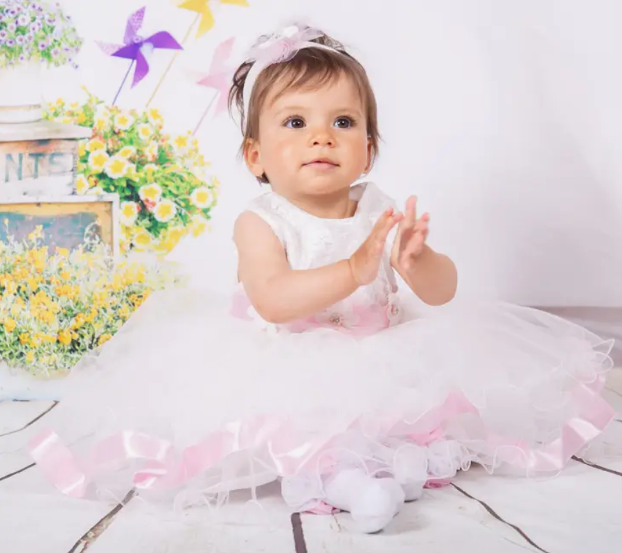Infant Special Occasion Flower Satin Dress with Headband
