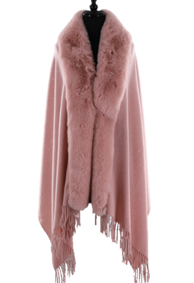 Faux Fur Wrap w/Embellishment