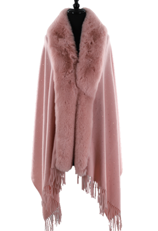 Faux Fur Wrap w/Embellishment