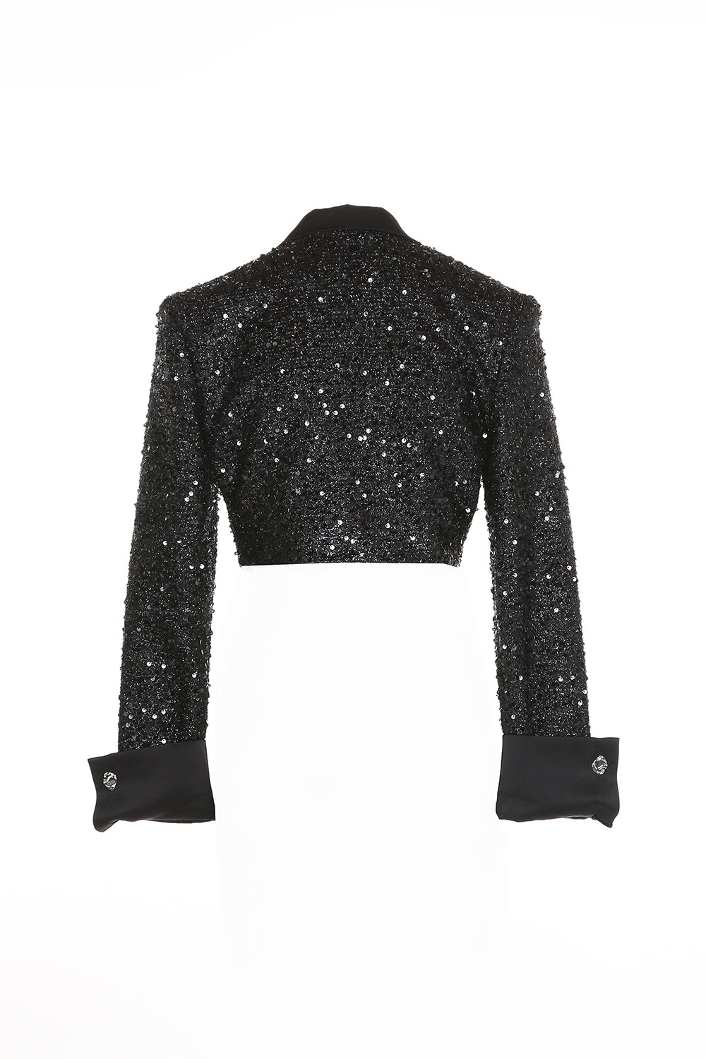 Blk Sequin Crop Jkt