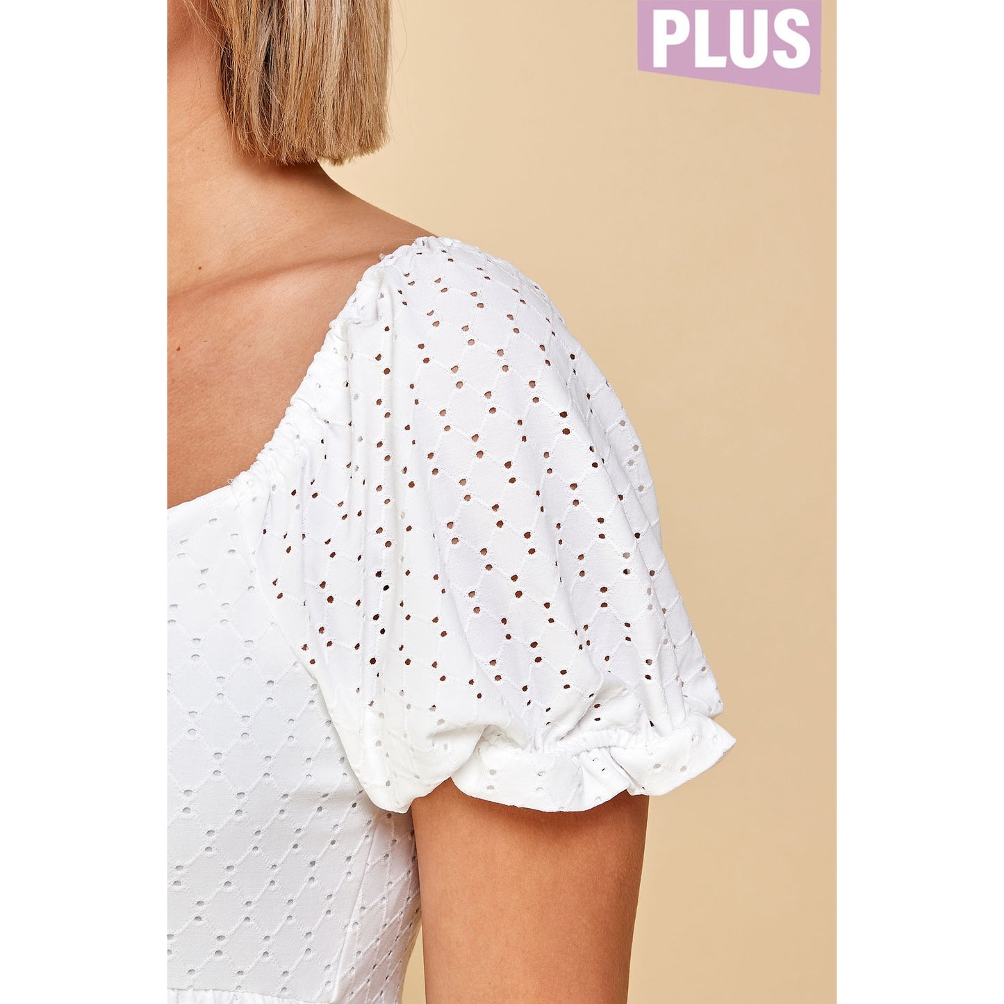 White Peasant Babydoll Dress PLUS