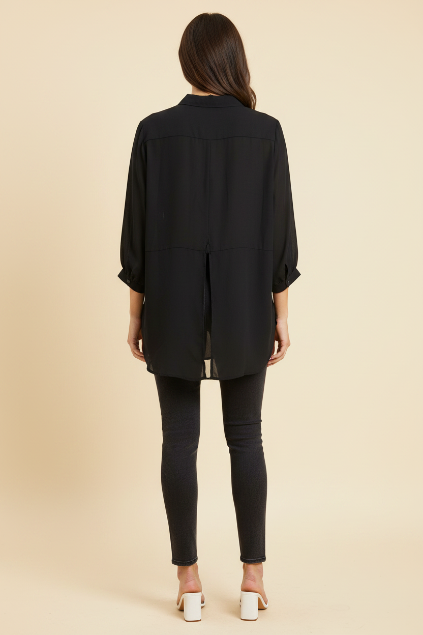 BB Dakota Black Chiffon Blouse - Back
