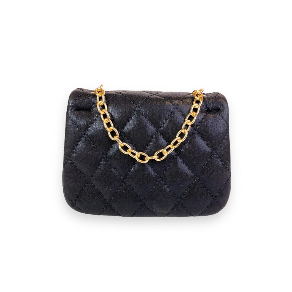 Girls' Floral Appliques Metallic Quilted Purse