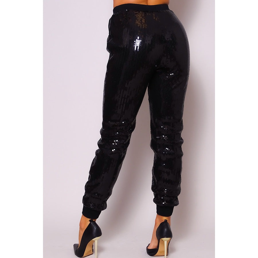 Sequin Jogger Blk