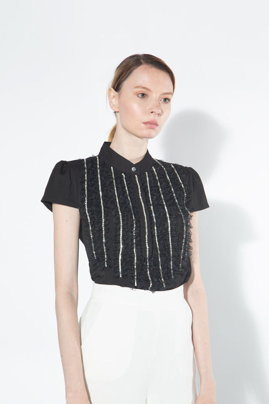 Rhinestone Ruffle Top