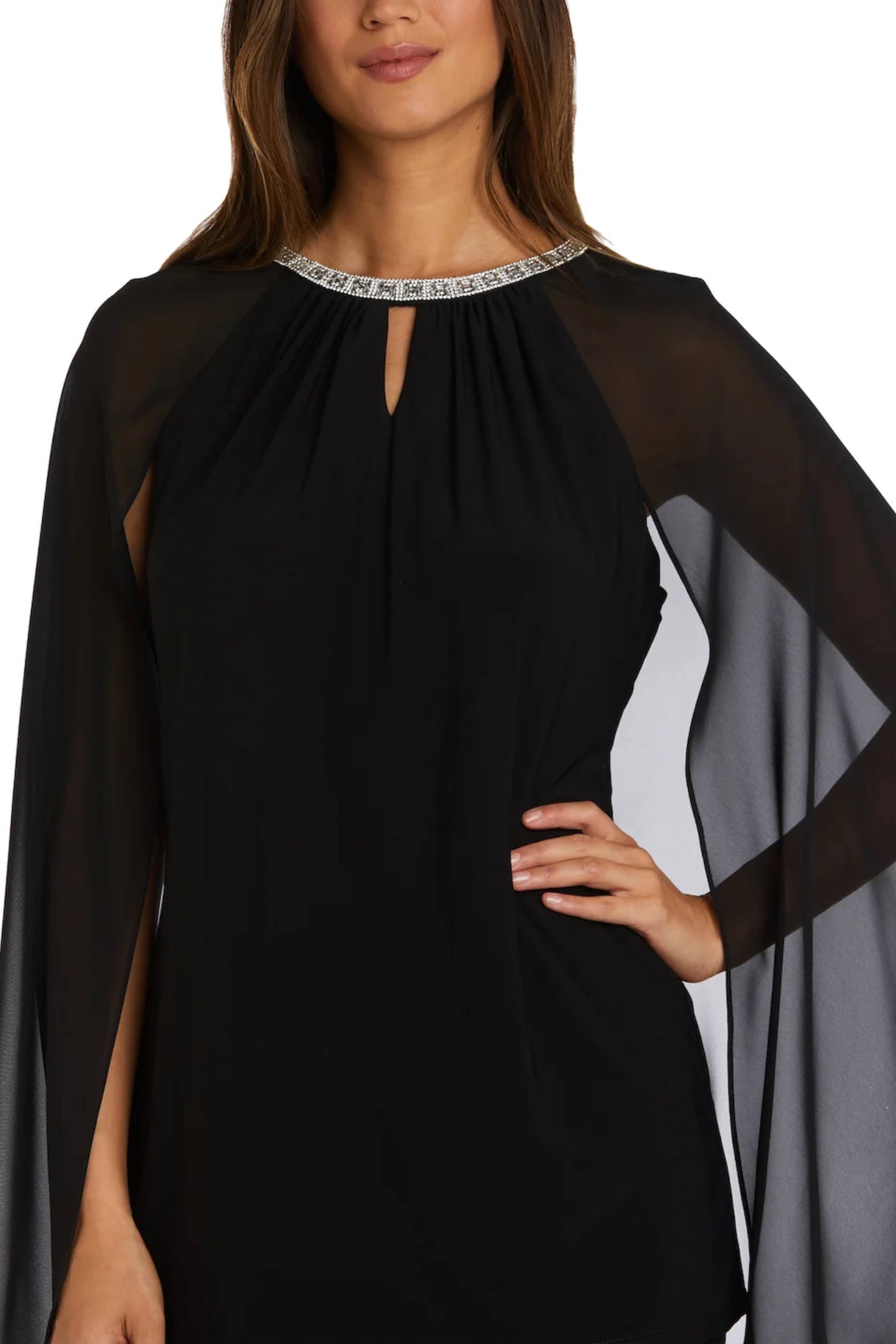 Embellished Sheer Cape 2-Piece Set