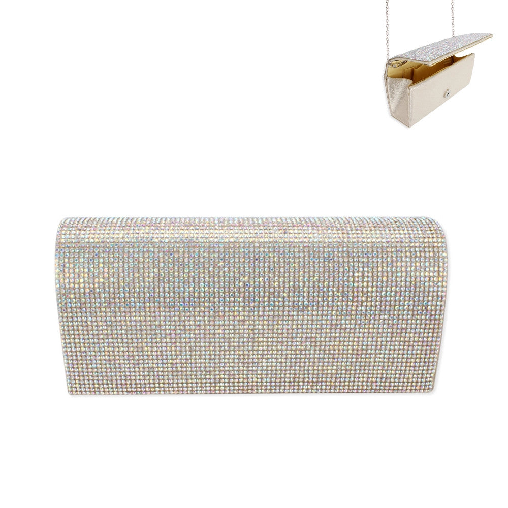 Crystal Rhinestone Evening Clutch with Chain Strap