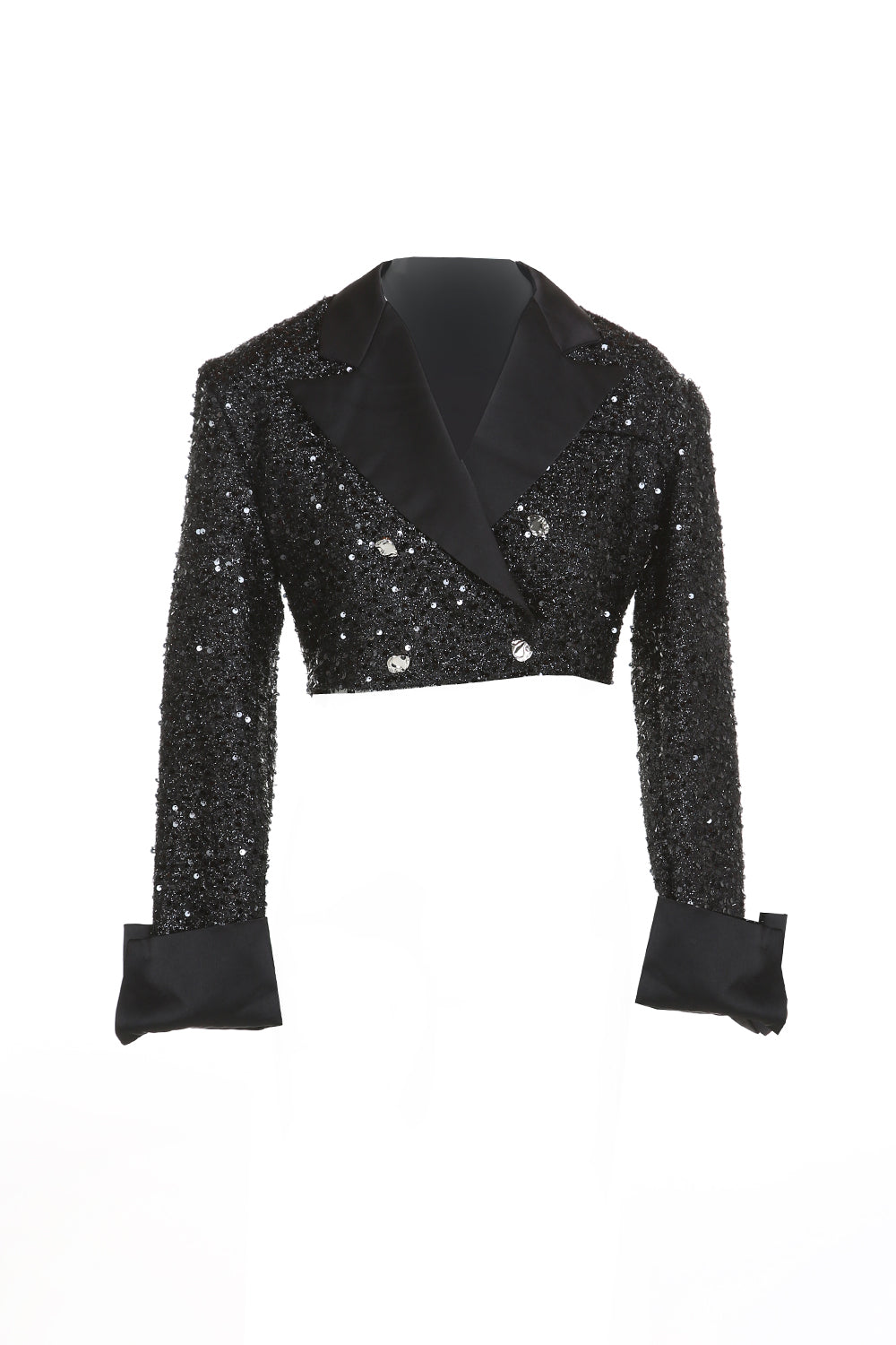 Blk Sequin Crop Jkt
