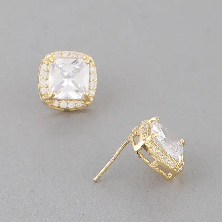 Embedded Cubic Rhinestone Stud Earrings