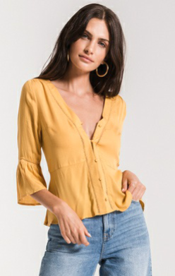Mustard Bell Sleeve Blouse