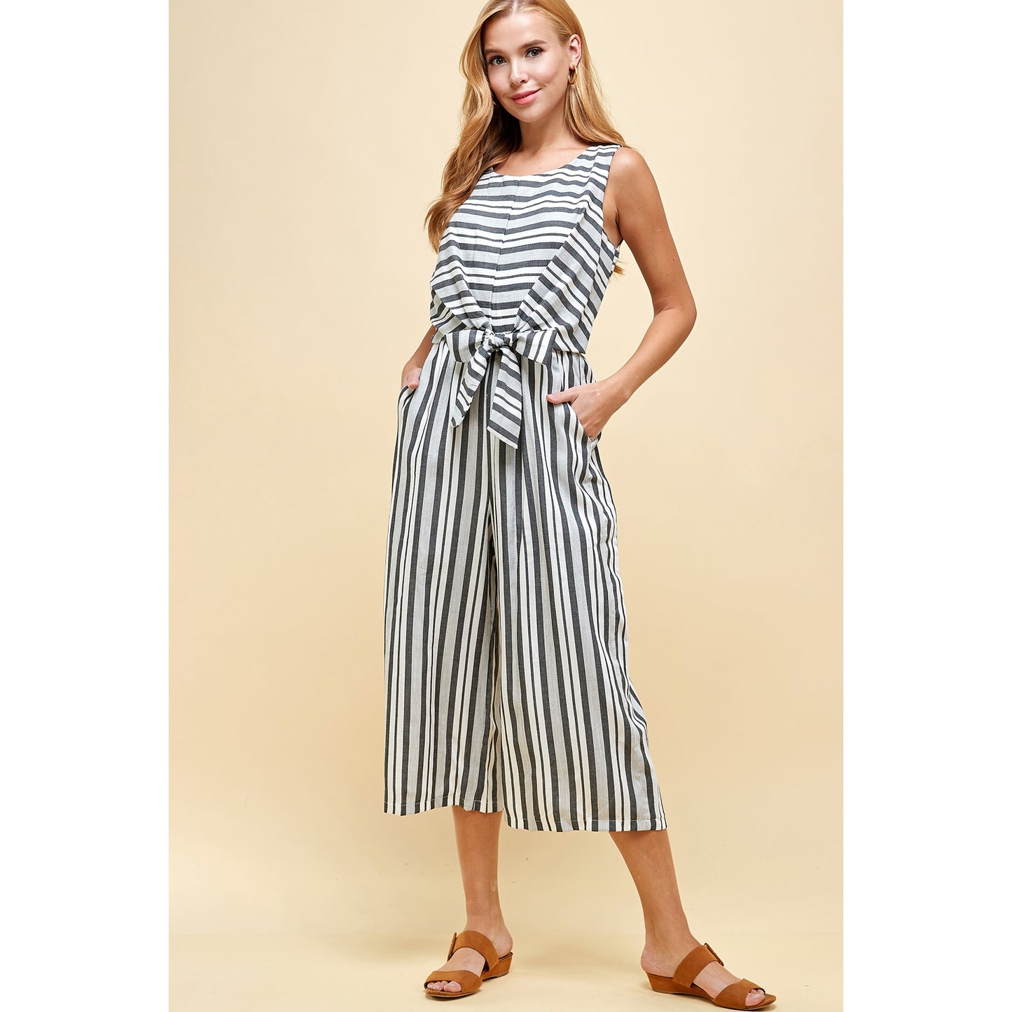 Striped Gaucho Jumpsuit