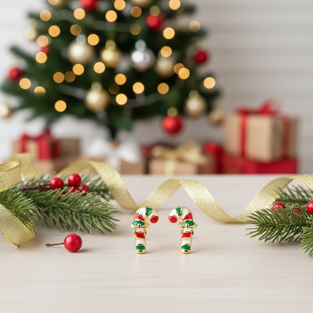Candy Cane Earrings Detail