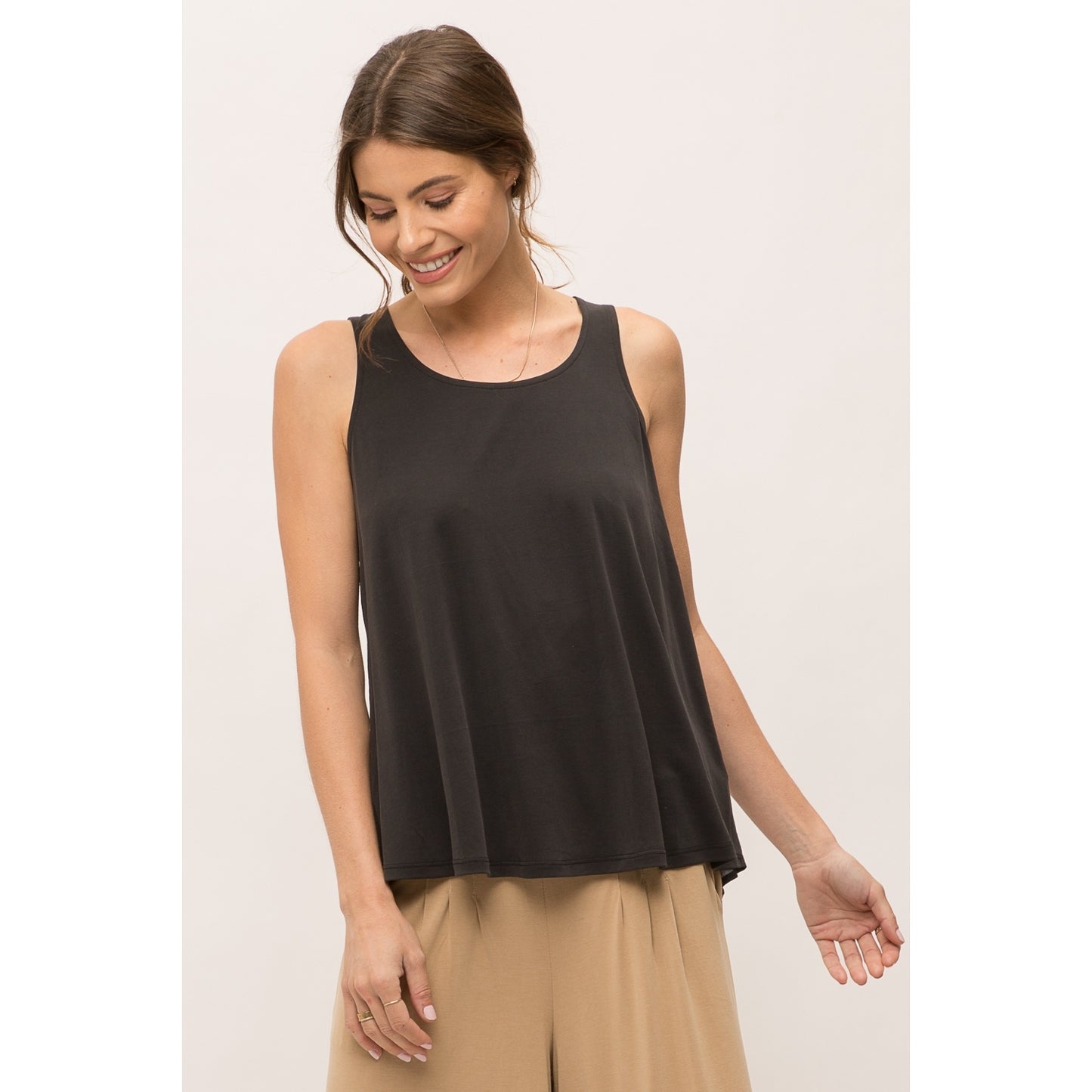 Washed Charcoal Floral Strappy Racerback Top