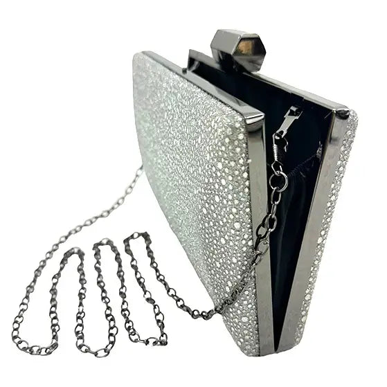 Glitter Rectangle Clutch with Chain Strap