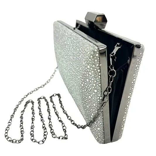 Glitter Rectangle Clutch with Chain Strap