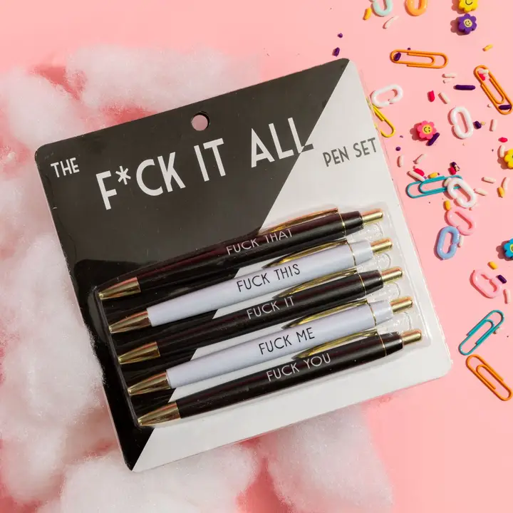 "The F*ck It All" Funny Pen Set – 5-Piece Bold Gift for Her