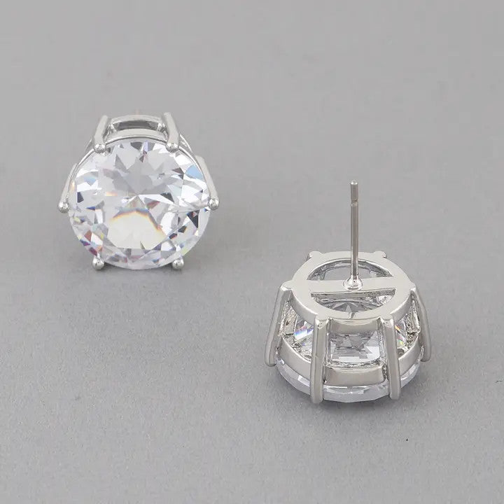 CZ Embedded Rhinestone Stud Earrings