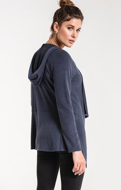 Indigo Marled Waterfall Cardigan – Ultra Soft Cozy Layer