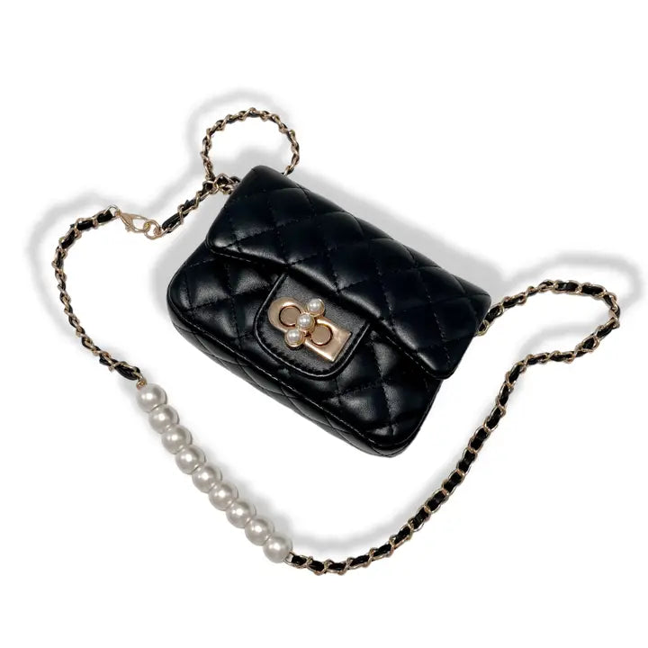 Girls' Quilted Pearl Closure Purse