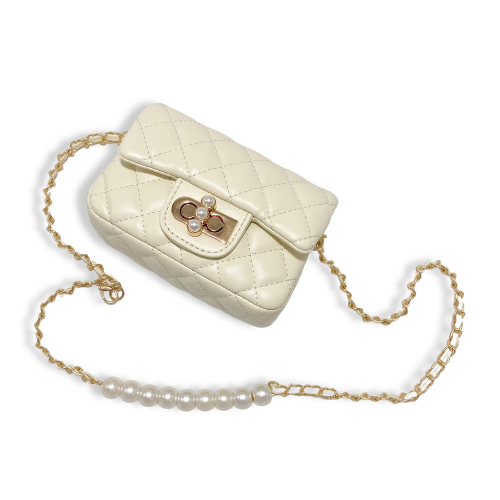 Girls' Quilted Pearl Closure Purse