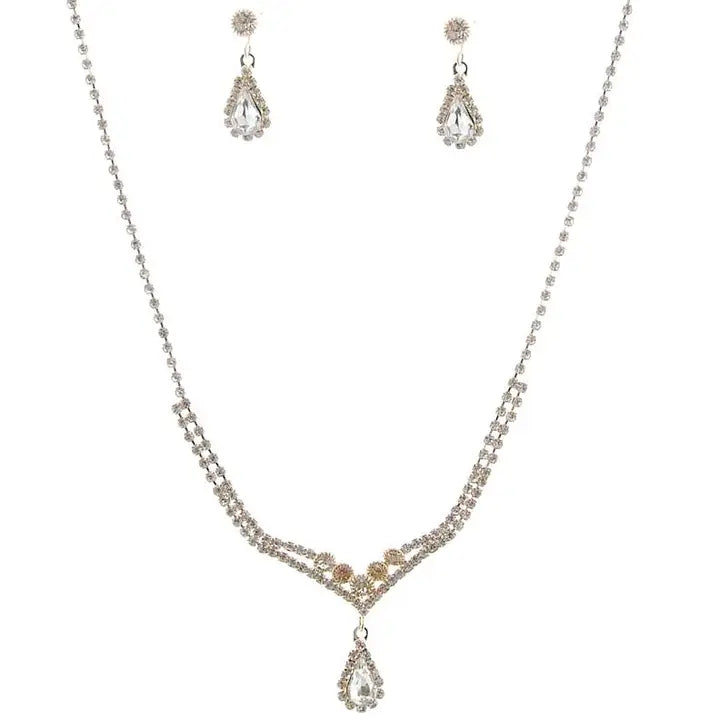 Y Shape Rhinestone Necklace Set