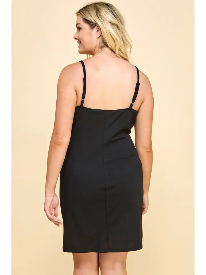 Pink Faux Wrap Spaghetti Strap Mini Dress PLUS