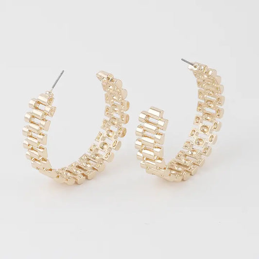 Box Chain Hoop Earrings Gold