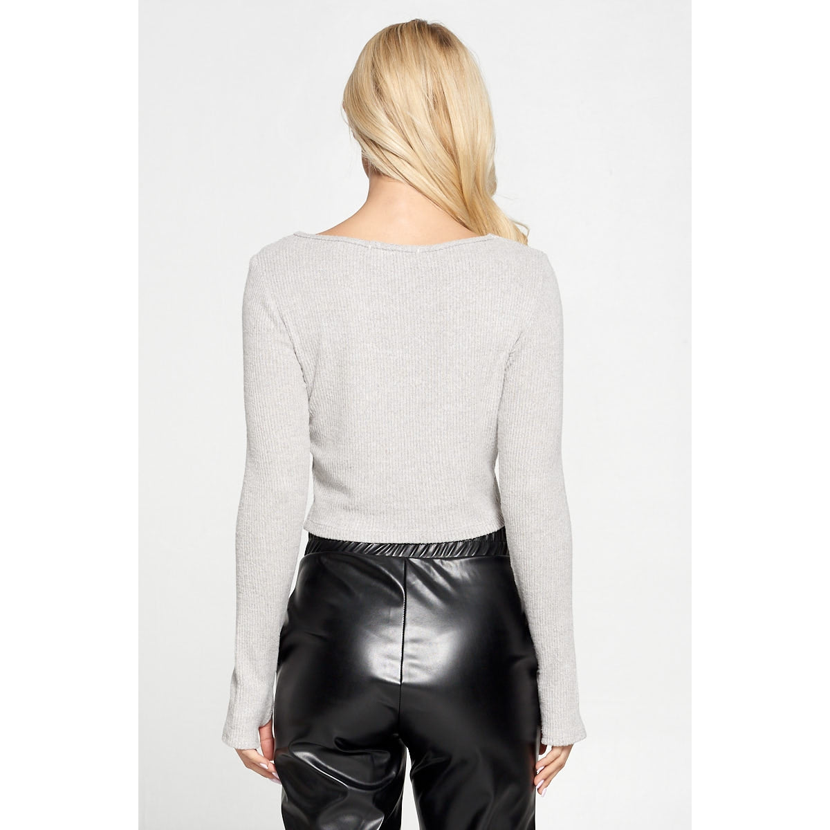 Ribbed Knit Cut-Out Front - H Grey