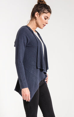 Indigo Marled Waterfall Cardigan – Ultra Soft Cozy Layer