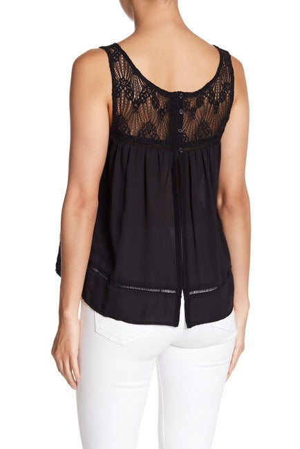Button Split- Back Lace Tank