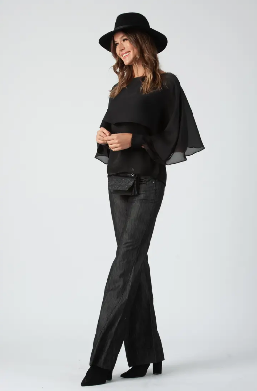 Organza Flutter Cape Blouse