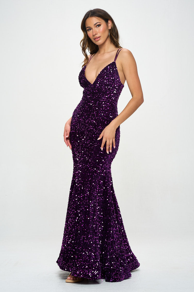 Sequin Velvet Mermaid Gown