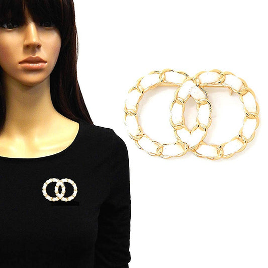 Double O Chain Brooch Pin