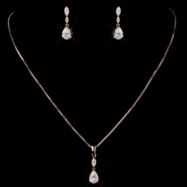 Diamond Inspired Cubic Zirconia Box Chain Necklace Set