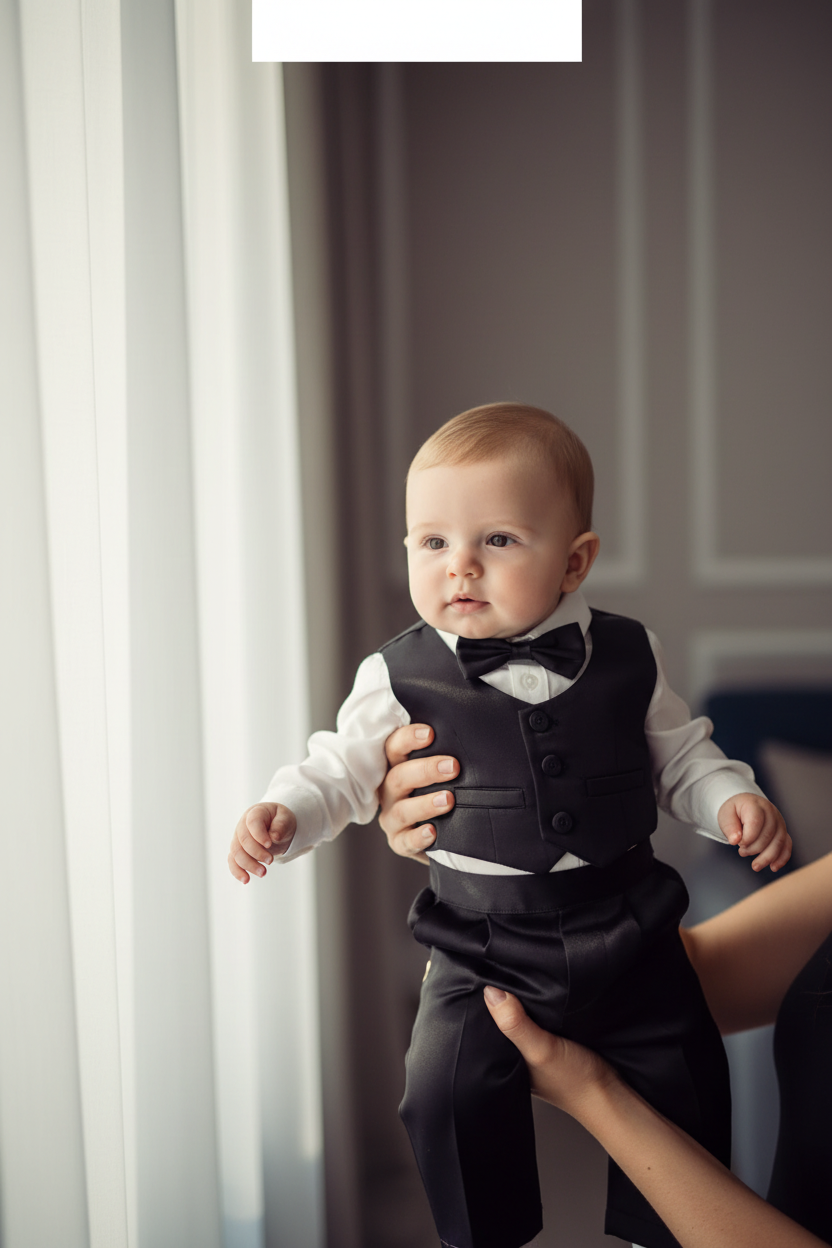 Editorial lifestyle Instagram reel of baby in formal suit