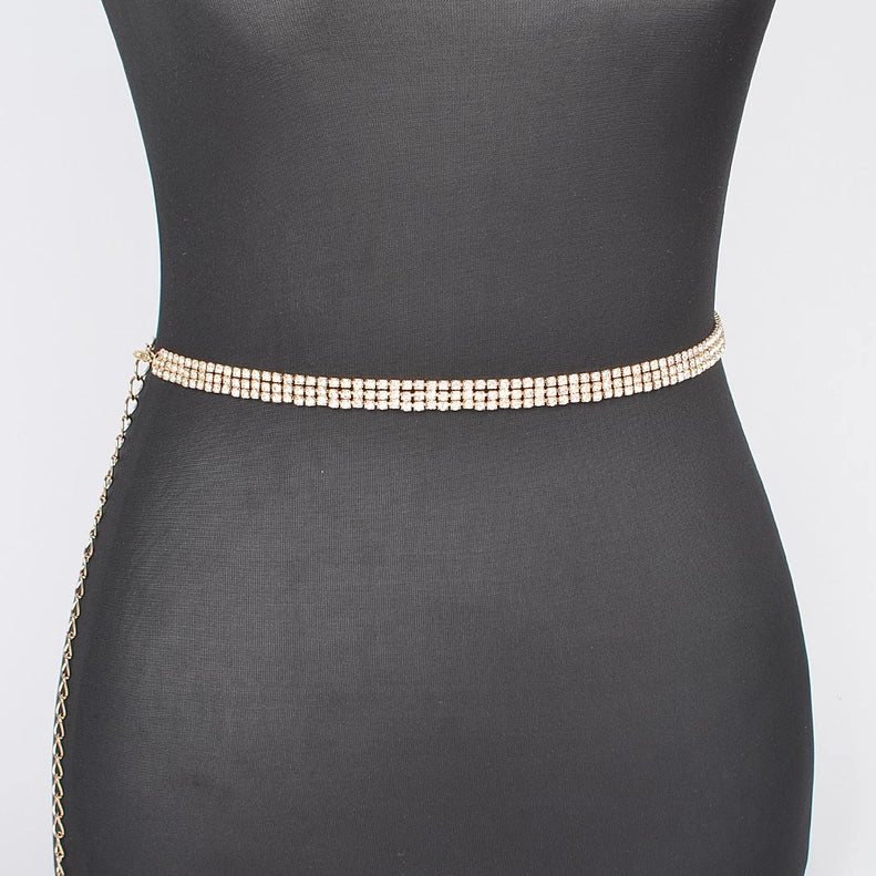 Plus Size Rhinestone Chain Belt Silver or Gold Waist Accessory Gold Plus Size Rhinestone Chain Belt Silver or Gold Waist Accessory Gold