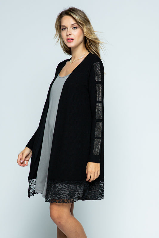 Long Cardi w/Lace and Stones