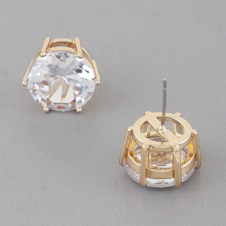 CZ Embedded Rhinestone Stud Earrings