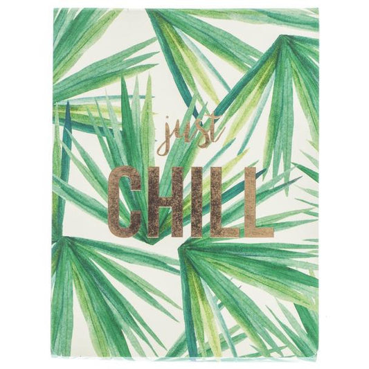 Mini Palm Leaf “Just Chill” Notepad – Gold Accent