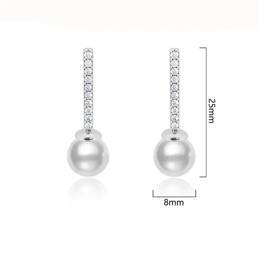 Linear CZ Pearl Drop Earring