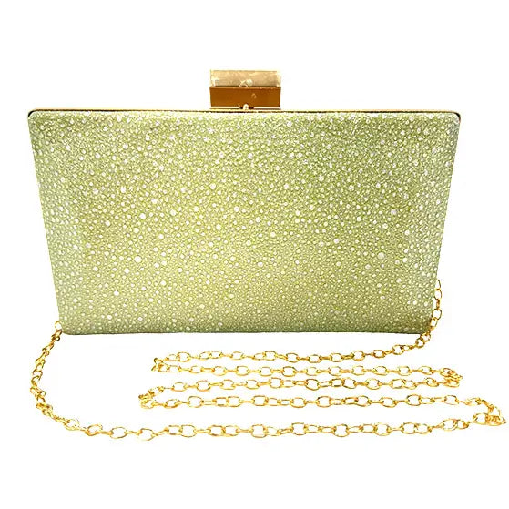 Glitter Rectangle Clutch with Chain Strap