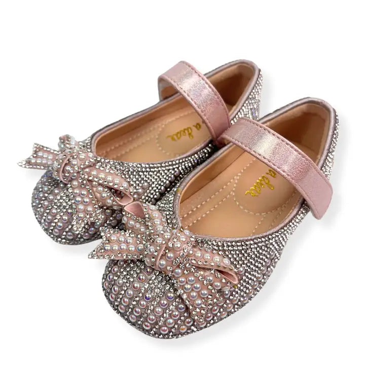 Girls' Rhinestone Pearl Flats PINK