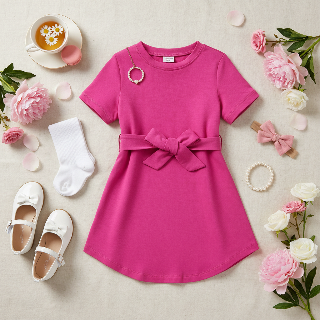 Flat Lay - Girls' Bow Tie Dress
