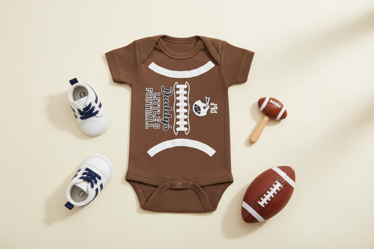 Football Onesie Flat Lay