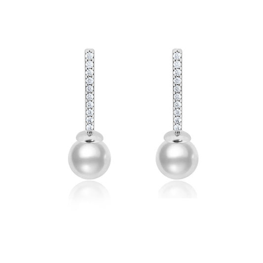 Linear CZ Pearl Drop Earring