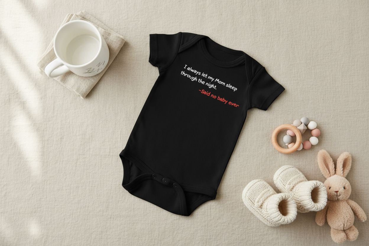 Funny Baby Onesie Flat Lay