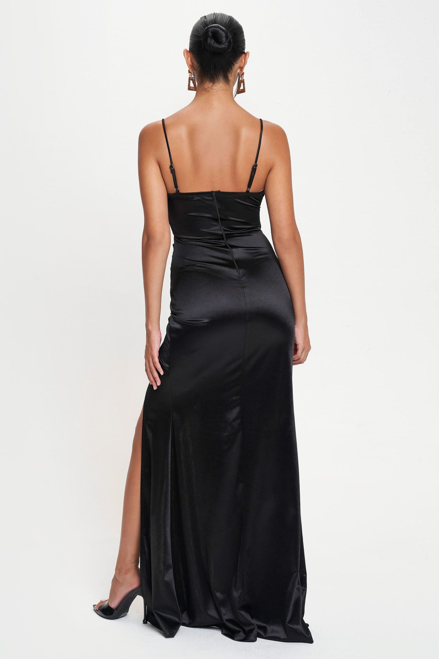 Crossover Front Satin Gala Gown